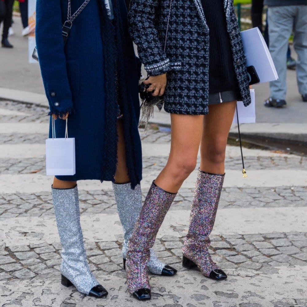 Chanel Glitter Boots